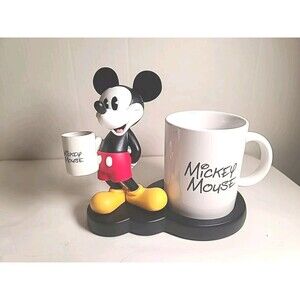 HTF (White Face) Vintage Disney Mickey Mouse COFFEE Coaster Mug Holder Desk